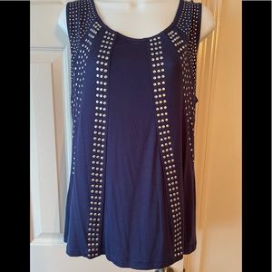 EUC Navy Tank with studded detail and zipper back.